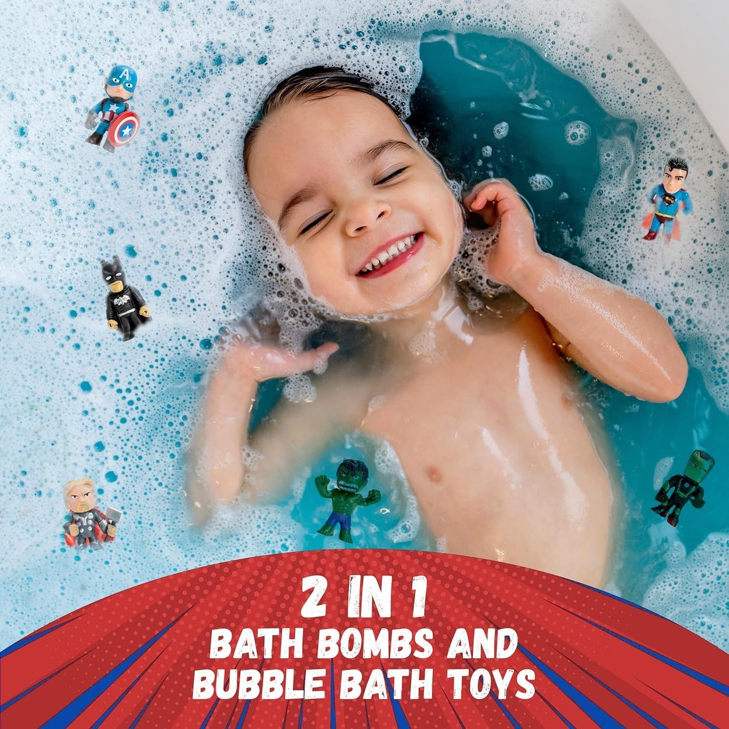 Superhero Bath Bombs for Kids with Surprise Toys inside (6 Pack) - Large Bubble Bomb Fizzies for Boys, Girls, & Toddlers - Birthday Gift for Kids - Fruity Scent, USA Made by