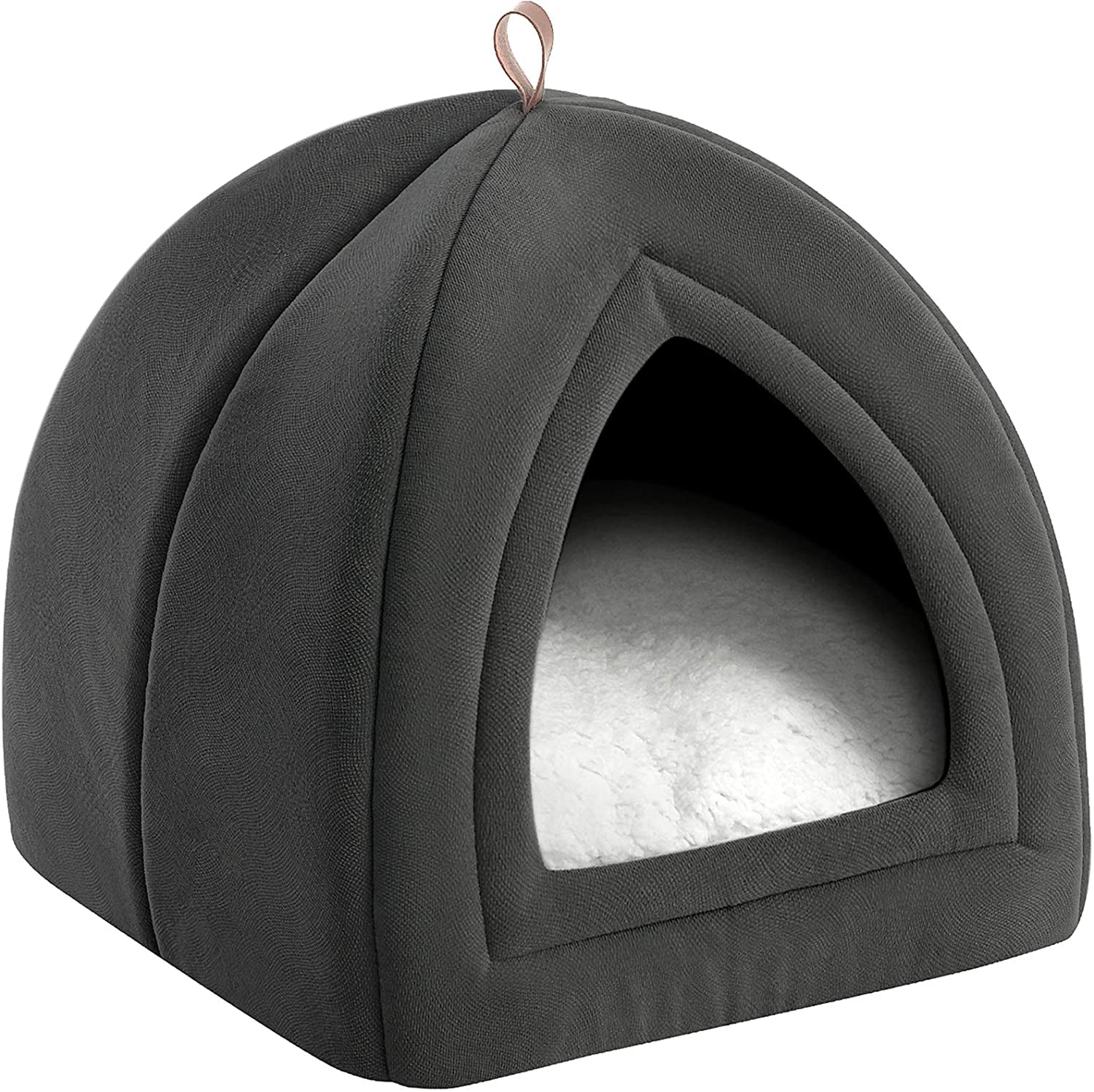 Bedsure Cat Beds for Indoor Cats - Cat Cave Bed Cat House Cat Tent with Removable Washable Cushioned Pillow, Kitten Beds Cat Hut, Small Dog Bed, Dark Grey, 15 Inches